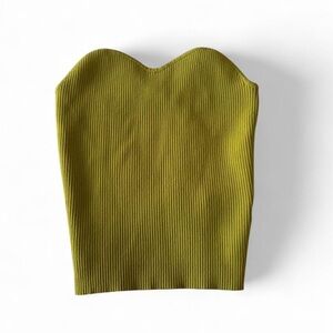 Strapless Ribbed Sweetheart Tube Top - Olive Green